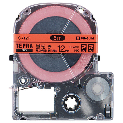 キングジム テプラ PRO テープカートリッジ 12mm 蛍光レッド/黒文字 SK12R 1個