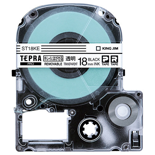 キングジム テプラ PRO テープカートリッジ キレイにはがせるラベル 18mm 透明/黒文字 ST18KE 1個