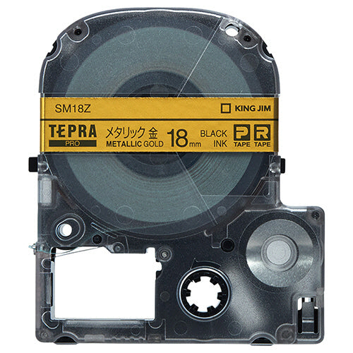 キングジム テプラ PRO テープカートリッジ カラーラベル(メタリック) 18mm 金/黒文字 SM18Z 1個