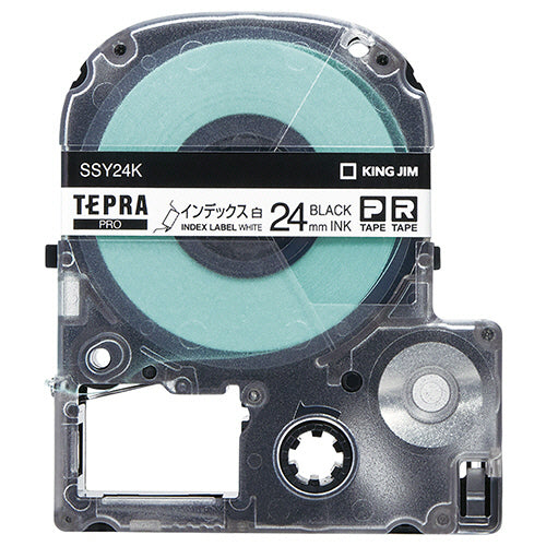 キングジム テプラ PRO テープカートリッジ インデックスラベル 24mm 白/黒文字 SSY24K 1個
