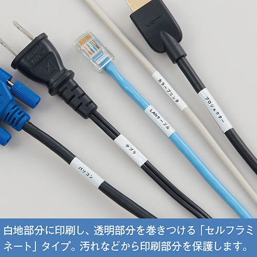 キングジム テプラ PRO テープカートリッジ ケーブル表示ラベル 24mm 白/黒文字 SV24KN 1個