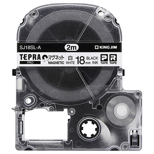 キングジム テプラ PRO テープカートリッジ マグネットテープ ロングタイプ2m巻 18mm 白/黒文字 SJ18SL-A 1個