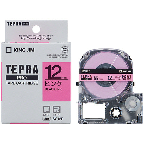 キングジム テプラ ＰＲＯ テープカートリッジ パステル １２ｍｍ ピンク／黒文字 ＳＣ１２Ｐ １個