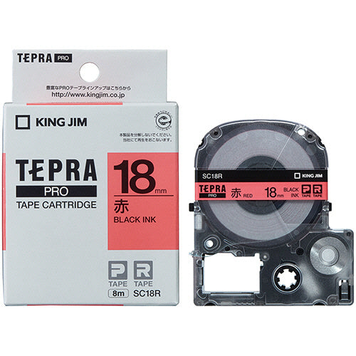 キングジム テプラ ＰＲＯ テープカートリッジ パステル １８ｍｍ 赤／黒文字 ＳＣ１８Ｒ １個