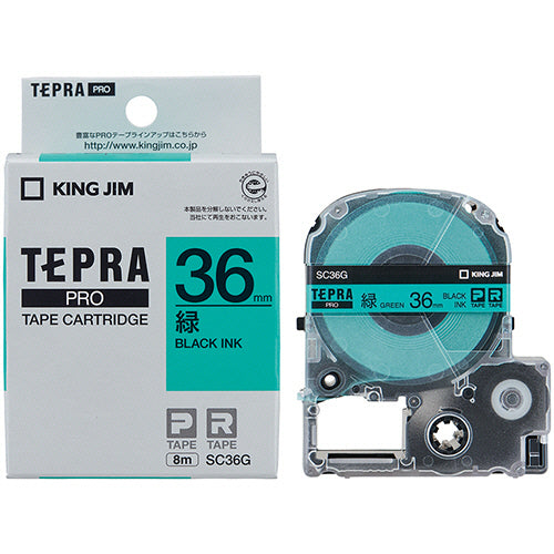 キングジム テプラ ＰＲＯ テープカートリッジ パステル ３６ｍｍ 緑／黒文字 ＳＣ３６Ｇ １個