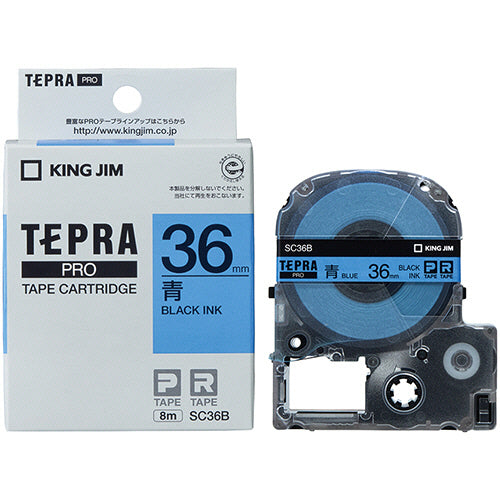 キングジム テプラ ＰＲＯ テープカートリッジ パステル ３６ｍｍ 青／黒文字 ＳＣ３６Ｂ １個