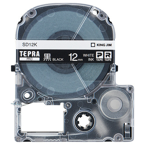 キングジム テプラ ＰＲＯ テープカートリッジ ビビッド １２ｍｍ 黒／白文字 ＳＤ１２Ｋ １個