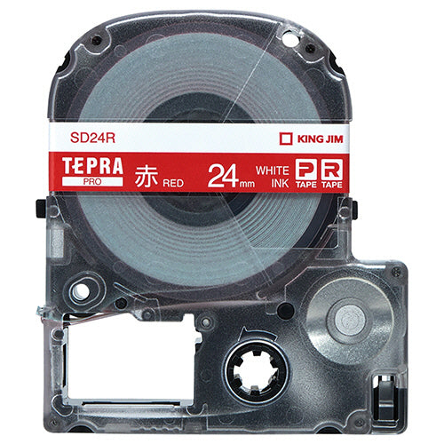 キングジム テプラ ＰＲＯ テープカートリッジ ビビッド ２４ｍｍ 赤／白文字 ＳＤ２４Ｒ １個