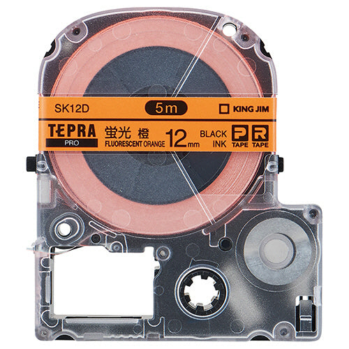 キングジム テプラ ＰＲＯ テープカートリッジ １２ｍｍ 蛍光オレンジ／黒文字 ＳＫ１２Ｄ １個