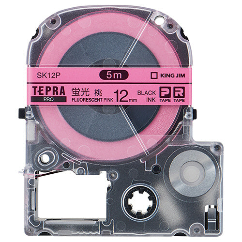 キングジム テプラ ＰＲＯ テープカートリッジ １２ｍｍ 蛍光ピンク／黒文字 ＳＫ１２Ｐ １個
