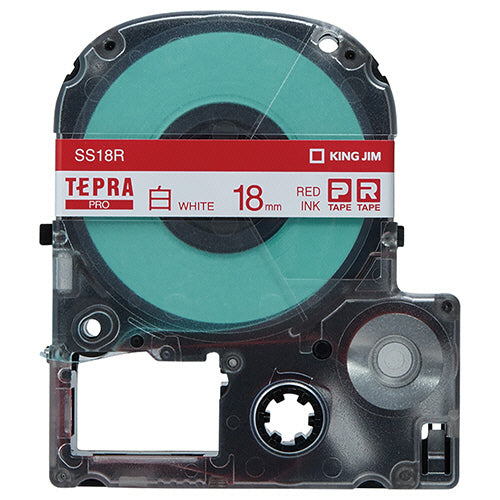 キングジム テプラ ＰＲＯ テープカートリッジ １８ｍｍ 白／赤文字 ＳＳ１８Ｒ １個