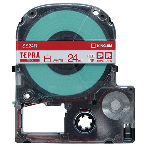 キングジム テプラ ＰＲＯ テープカートリッジ ２４ｍｍ 白／赤文字 ＳＳ２４Ｒ １個