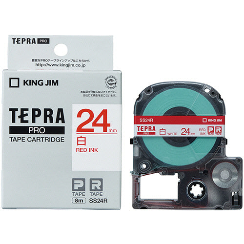 キングジム テプラ ＰＲＯ テープカートリッジ ２４ｍｍ 白／赤文字 ＳＳ２４Ｒ １個