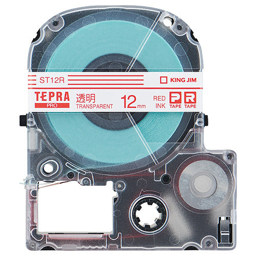キングジム テプラ ＰＲＯ テープカートリッジ １２ｍｍ 透明／赤文字 ＳＴ１２Ｒ １個