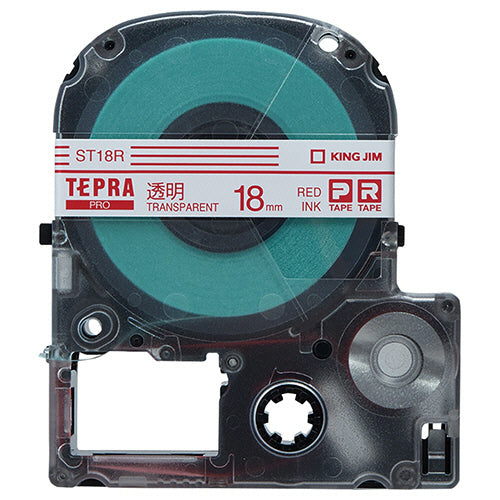 キングジム テプラ ＰＲＯ テープカートリッジ １８ｍｍ 透明／赤文字 ＳＴ１８Ｒ １個