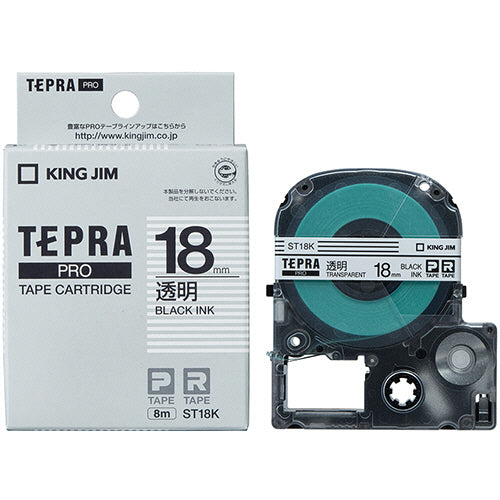 キングジム テプラ ＰＲＯ テープカートリッジ １８ｍｍ 透明／黒文字 ＳＴ１８Ｋ １個