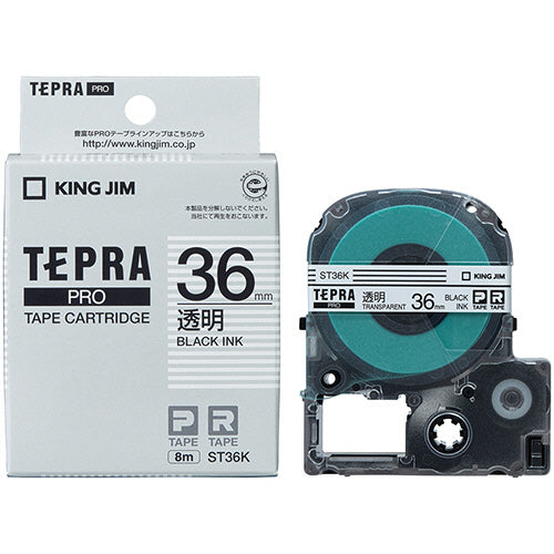 キングジム テプラ ＰＲＯ テープカートリッジ ３６ｍｍ 透明／黒文字 ＳＴ３６Ｋ １個