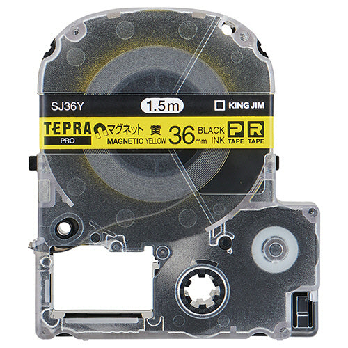 キングジム テプラ ＰＲＯ テープカートリッジ マグネットテープ ３６ｍｍ 黄／黒文字 ＳＪ３６Ｙ １個