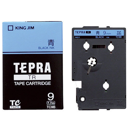 キングジム テプラ ＴＲ テープカートリッジ パステル ９ｍｍ 青／黒文字 ＴＣ９Ｂ １個