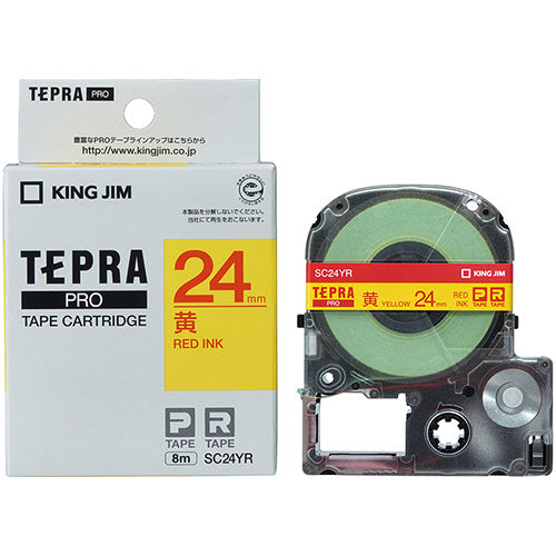 キングジム テプラ ＰＲＯ テープカートリッジ パステル ２４ｍｍ 黄／赤文字 ＳＣ２４ＹＲ １個