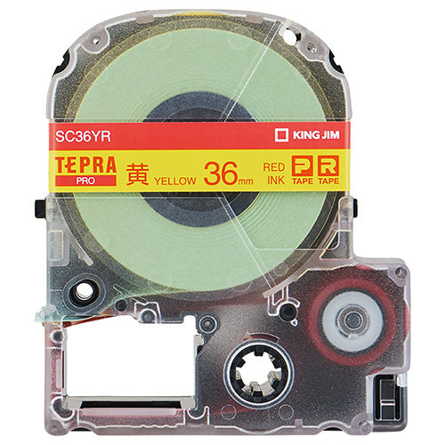 キングジム テプラ ＰＲＯ テープカートリッジ パステル ３６ｍｍ 黄／赤文字 ＳＣ３６ＹＲ １個