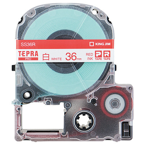 キングジム テプラ ＰＲＯ テープカートリッジ ３６ｍｍ 白／赤文字 ＳＳ３６Ｒ １個