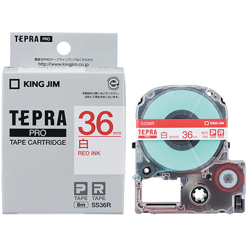 キングジム テプラ ＰＲＯ テープカートリッジ ３６ｍｍ 白／赤文字 ＳＳ３６Ｒ １個