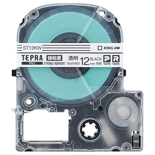 キングジム テプラ ＰＲＯ テープカートリッジ 強粘着 １２ｍｍ 透明／黒文字 ＳＴ１２ＫＷ １個