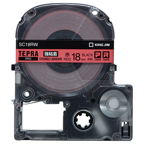 キングジム テプラ ＰＲＯ テープカートリッジ 強粘着 １８ｍｍ 赤／黒文字 ＳＣ１８ＲＷ １個