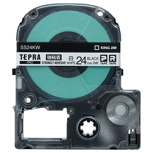 キングジム テプラ ＰＲＯ テープカートリッジ 強粘着 ２４ｍｍ 白／黒文字 ＳＳ２４ＫＷ １個