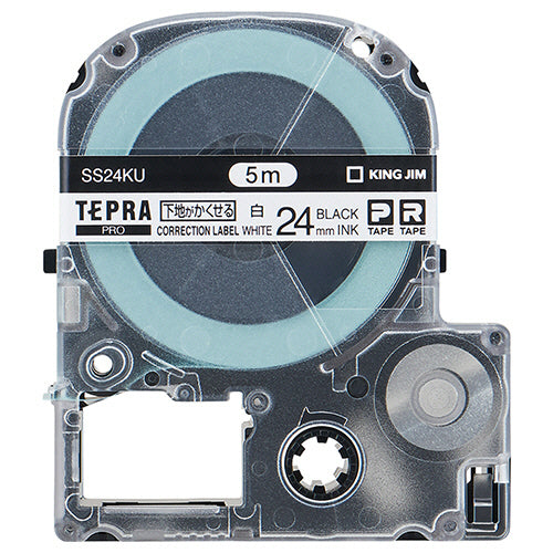 キングジム テプラ ＰＲＯ テープカートリッジ 下地がかくせるラベル ２４ｍｍ 白／黒文字 ＳＳ２４ＫＵ １個