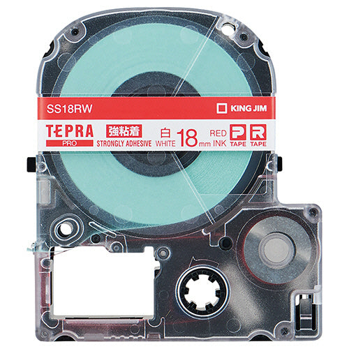 キングジム テプラ ＰＲＯ テープカートリッジ 強粘着 １８ｍｍ 白／赤文字 ＳＳ１８ＲＷ １個