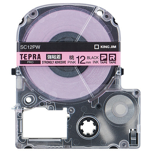 キングジム テプラ ＰＲＯ テープカートリッジ 強粘着 １２ｍｍ ピンク／黒文字 ＳＣ１２ＰＷ １個