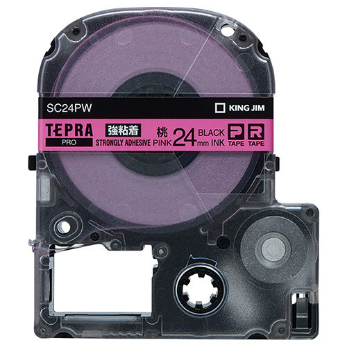 キングジム テプラ ＰＲＯ テープカートリッジ 強粘着 ２４ｍｍ ピンク／黒文字 ＳＣ２４ＰＷ １個