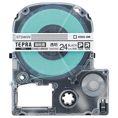キングジム テプラ ＰＲＯ テープカートリッジ 強粘着 ２４ｍｍ 透明／黒文字 ＳＴ２４ＫＷ １個