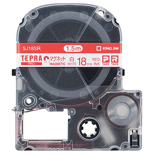 キングジム テプラ ＰＲＯ テープカートリッジ マグネットテープ １８ｍｍ 白／赤文字 ＳＪ１８ＳＲ １個