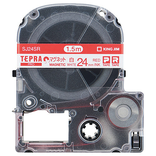 キングジム テプラ ＰＲＯ テープカートリッジ マグネットテープ ２４ｍｍ 白／赤文字 ＳＪ２４ＳＲ １個