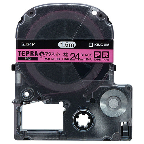 キングジム テプラ ＰＲＯ テープカートリッジ マグネットテープ ２４ｍｍ ピンク／黒文字 ＳＪ２４Ｐ １個