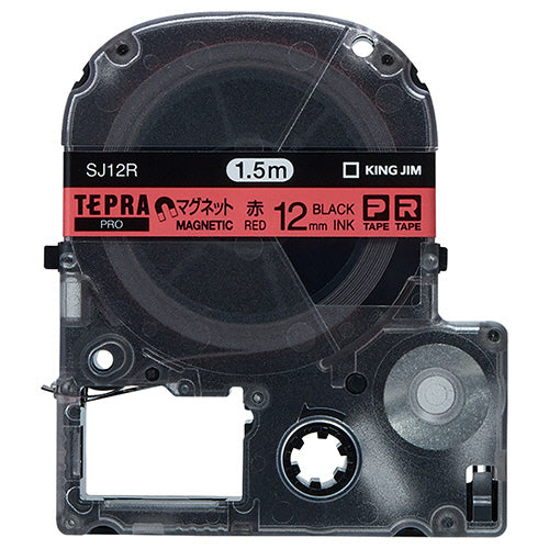 キングジム テプラ ＰＲＯ テープカートリッジ マグネットテープ １２ｍｍ 赤／黒文字 ＳＪ１２Ｒ １個