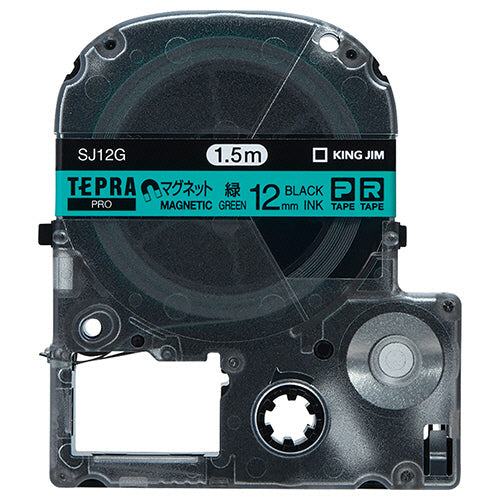 キングジム テプラ ＰＲＯ テープカートリッジ マグネットテープ １２ｍｍ 緑／黒文字 ＳＪ１２Ｇ １個