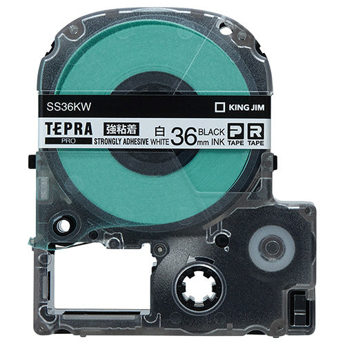 キングジム テプラ ＰＲＯ テープカートリッジ 強粘着 ３６ｍｍ 白／黒文字 ＳＳ３６ＫＷ １個