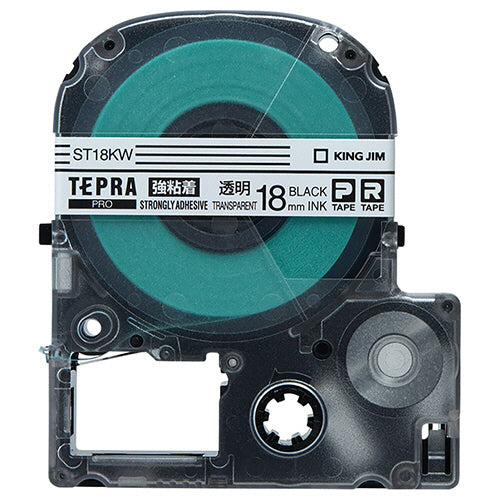 キングジム テプラ ＰＲＯ テープカートリッジ 強粘着 １８ｍｍ 透明／黒文字 ＳＴ１８ＫＷ １個
