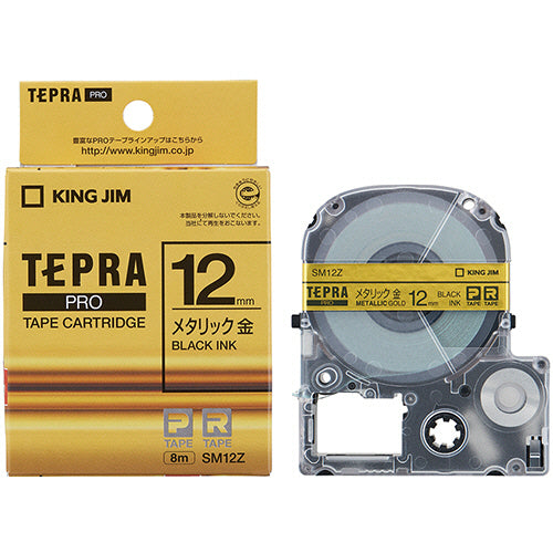 キングジム テプラ ＰＲＯ テープカートリッジ カラーラベル（メタリック） １２ｍｍ 金／黒文字 ＳＭ１２Ｚ １個