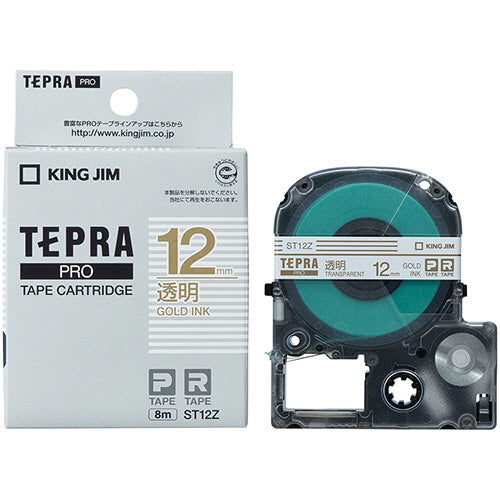 キングジム テプラ ＰＲＯ テープカートリッジ １２ｍｍ 透明／金文字 ＳＴ１２Ｚ １個