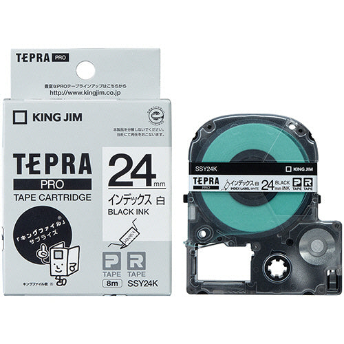 キングジム テプラ ＰＲＯ テープカートリッジ インデックスラベル ２４ｍｍ 白／黒文字 ＳＳＹ２４Ｋ １個