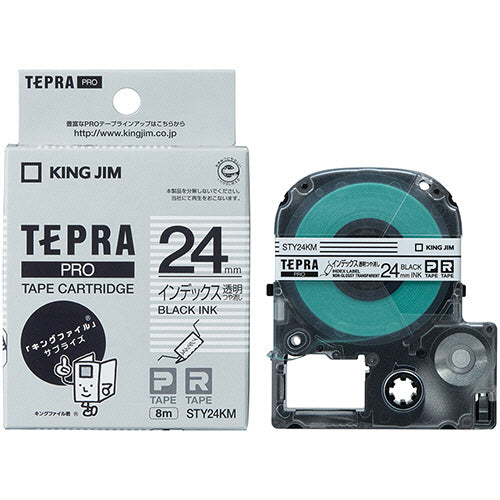 キングジム テプラ ＰＲＯ テープカートリッジ インデックスラベル ２４ｍｍ 透明／黒文字 ＳＴＹ２４ＫＭ １個