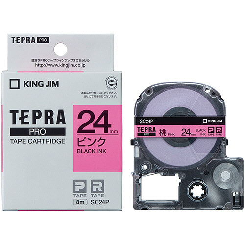 キングジム テプラ ＰＲＯ テープカートリッジ パステル ２４ｍｍ ピンク／黒文字 ＳＣ２４Ｐ １個