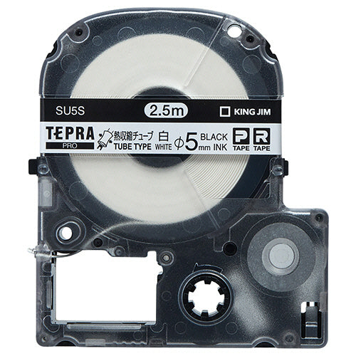 キングジム テプラ ＰＲＯ テープカートリッジ 熱収縮チューブ 直径５ｍｍ 白／黒文字 ＳＵ５Ｓ １個