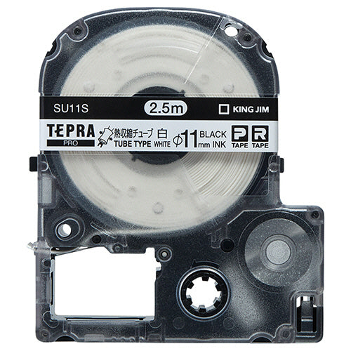 キングジム テプラ ＰＲＯ テープカートリッジ 熱収縮チューブ 直径１１ｍｍ 白／黒文字 ＳＵ１１Ｓ １個