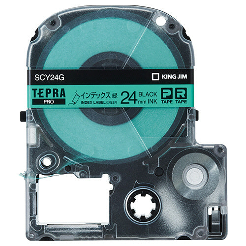 キングジム テプラ ＰＲＯ テープカートリッジ インデックスラベル ２４ｍｍ 緑／黒文字 ＳＣＹ２４Ｇ １個